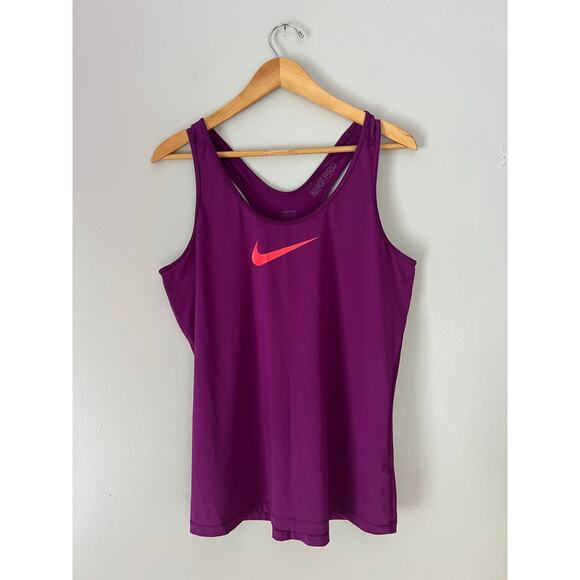 Nike Pro Dri-Fit Racerback Tank Dark Purple Gym Workout Running Activewear - Picture 1 of 6